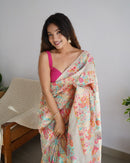 Extraordinary Beige Banarasi Soft Silk Saree