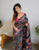 Pretty Black Banarasi Soft Silk Saree