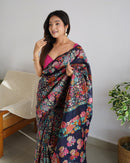 Pretty Black Banarasi Soft Silk Saree