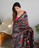 Pretty Black Banarasi Soft Silk Saree