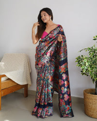 Pretty Black Banarasi Soft Silk Saree