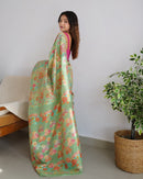 Charming Pista Banarasi Soft Silk Saree