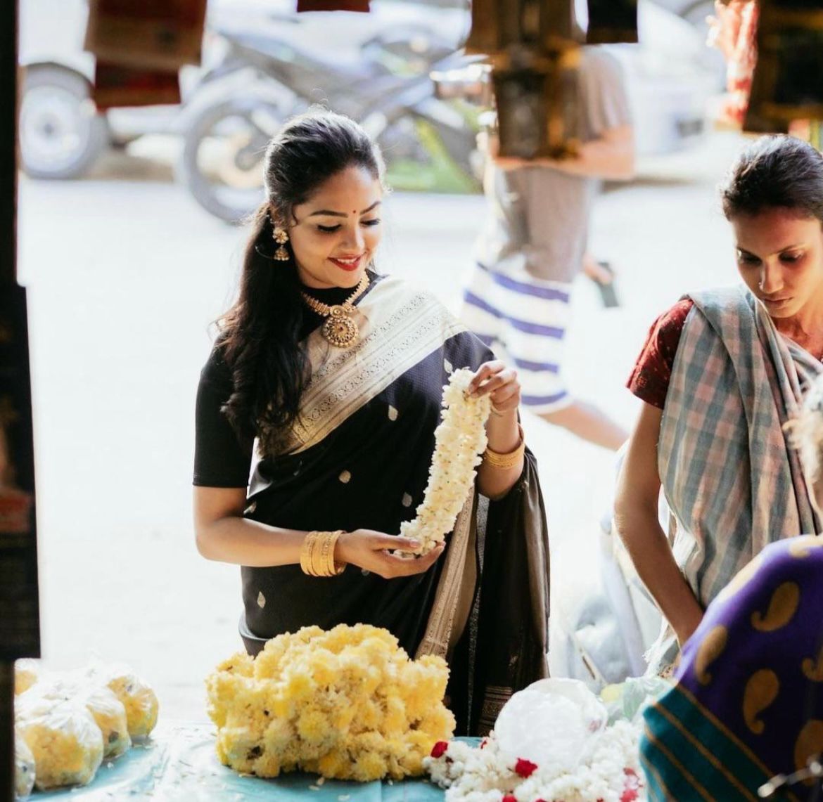 Black Soft Lichi Silk Cloth Saree