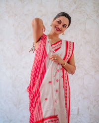 Lissome White Cotton Silk Saree