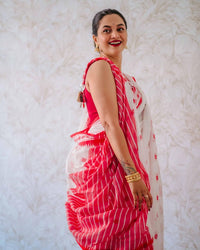 Lissome White Cotton Silk Saree