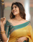 Breathtaking Yellow Soft Silk Saree
