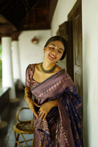 Cute Coffee Color Soft Lichi Silk Saree