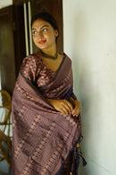 Cute Coffee Color Soft Lichi Silk Saree