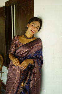 Cute Coffee Color Soft Lichi Silk Saree