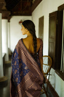 Cute Coffee Color Soft Lichi Silk Saree