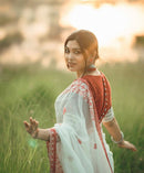 Beleaguer White Cotton Silk Saree