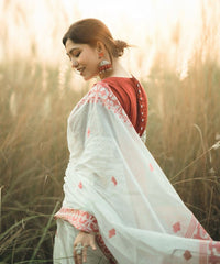 Beleaguer White Cotton Silk Saree