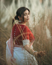 Beleaguer White Cotton Silk Saree