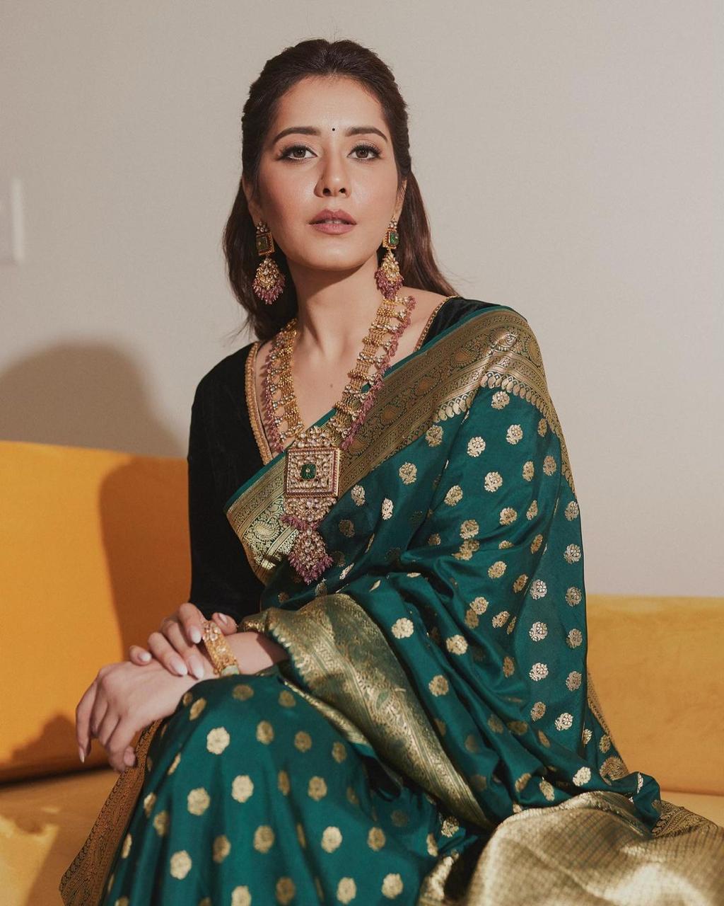 Attractive Dark Green Soft Silk Saree