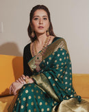 Attractive Dark Green Soft Silk Saree