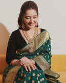 Attractive Dark Green Soft Silk Saree