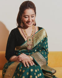 Attractive Dark Green Soft Silk Saree