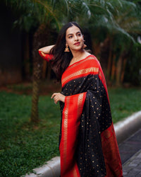 Super Extravagant Black Soft Silk Saree