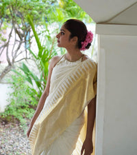White With Gold Soft Silk Saree