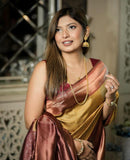 Yellow With Maroon Banarasi Soft Silk Sarees