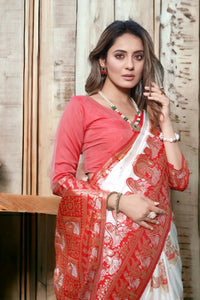 Precious White Soft Banarasi Silk Saree
