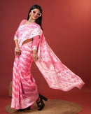 Embellished Pink Cotton Silk Saree