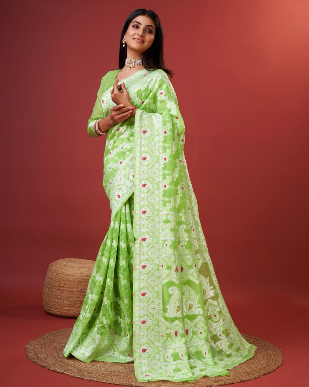Aplomb Parrot Cotton Silk Saree