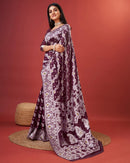 Sonorous Wine Cotton Silk Saree