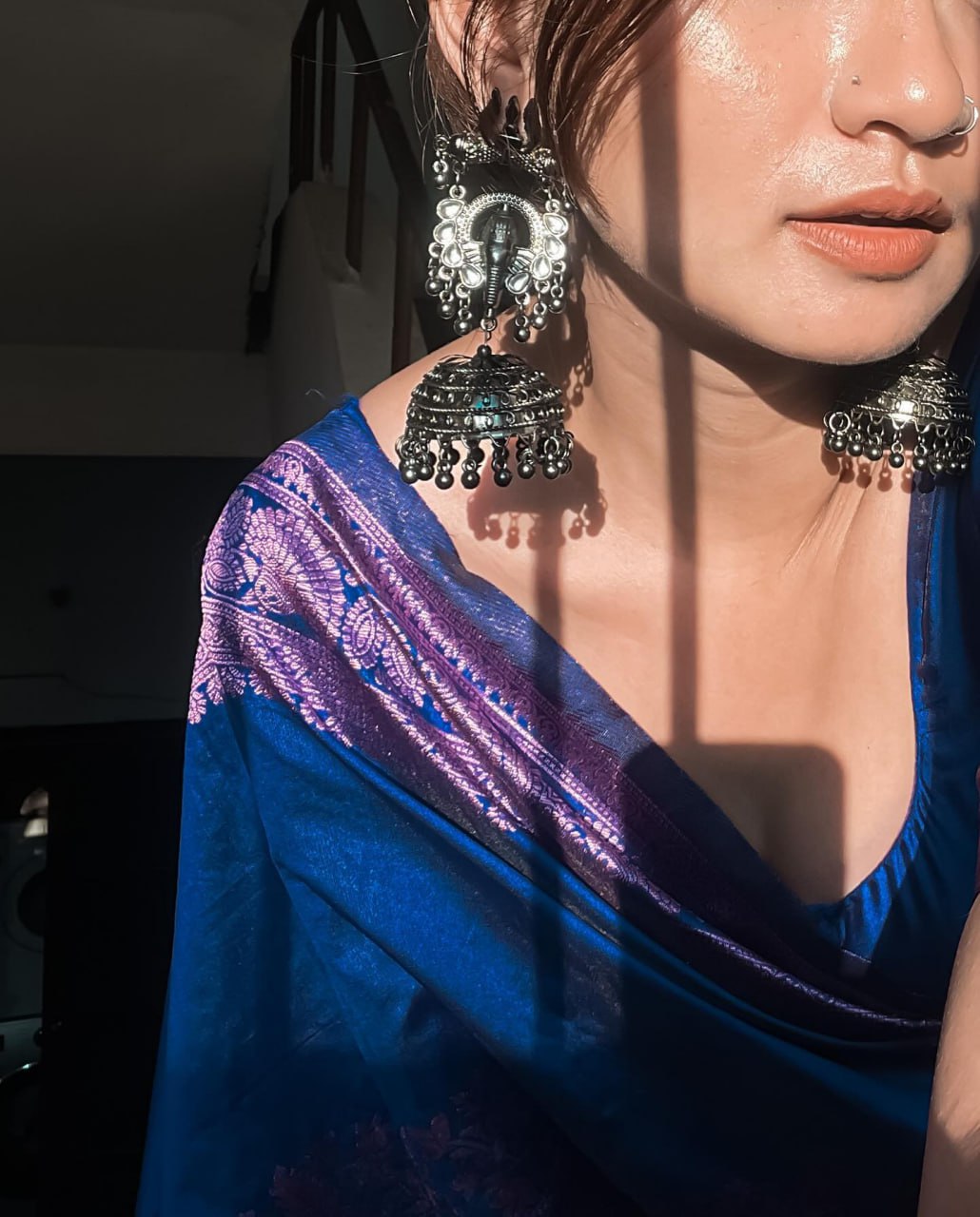 Surreptitious Blue Soft Banarasi Silk Saree
