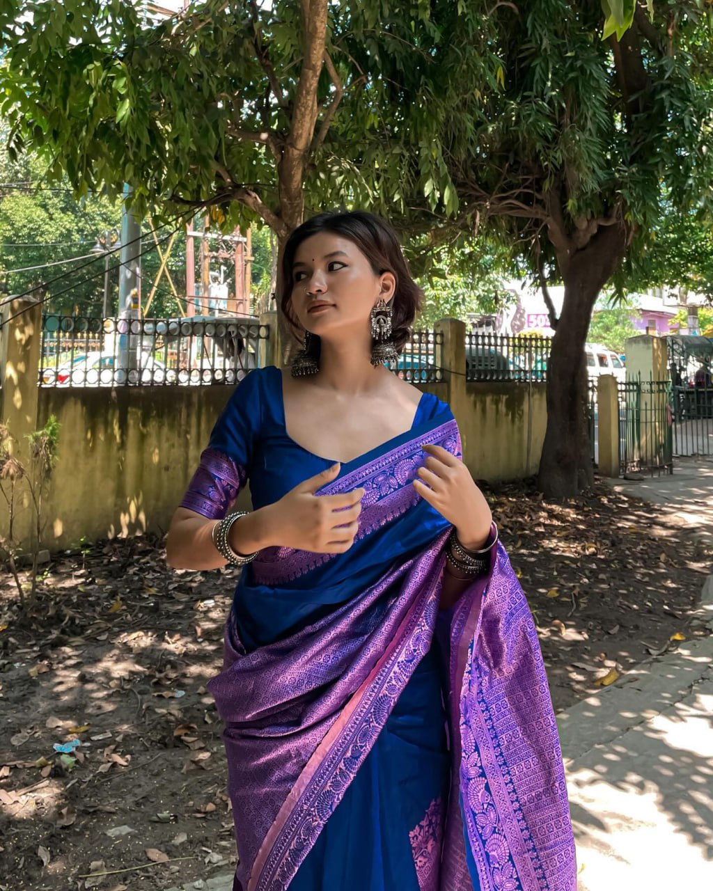 Surreptitious Blue Soft Banarasi Silk Saree