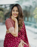 Gossamer Maroon Soft Silk Saree