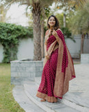 Gossamer Maroon Soft Silk Saree