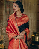 Embrocation Black Soft Silk Saree