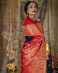 Embrocation Black Soft Silk Saree