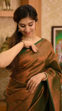Lassitude Dark Green Soft Silk Saree