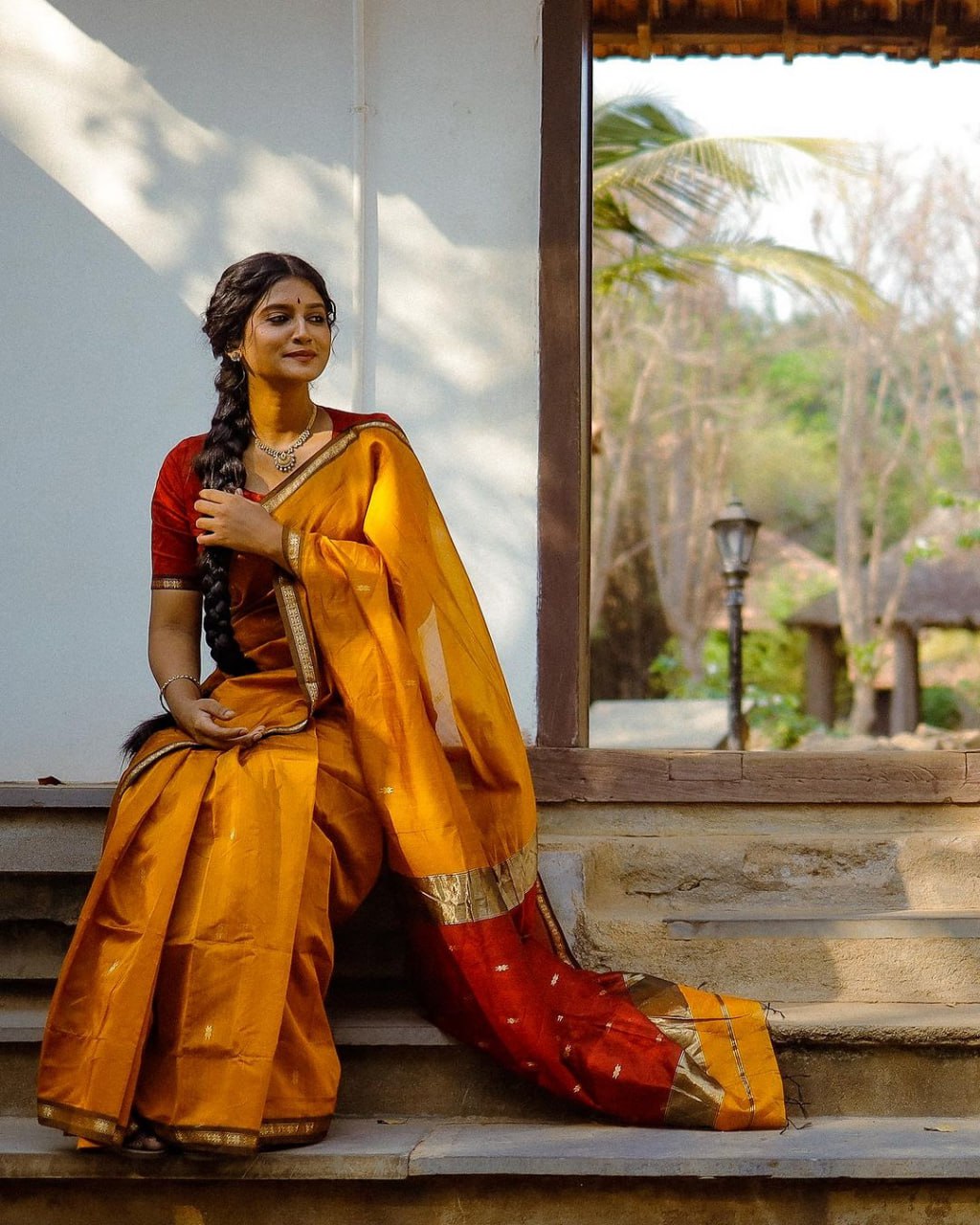 Serendipity Yellow Cotton Silk Saree