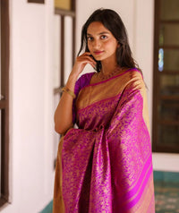 Evocative Magenta Soft Silk Saree