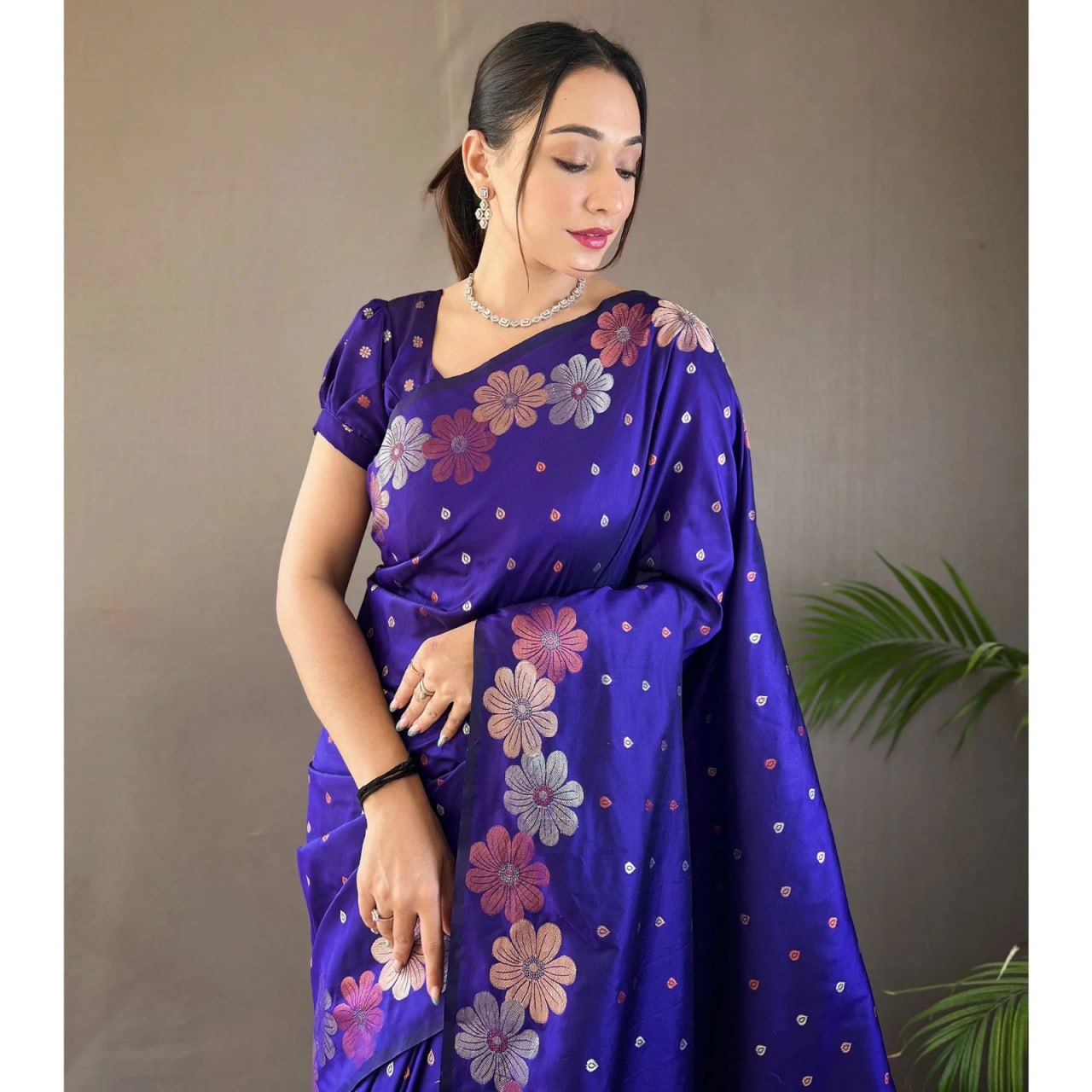 Prominent Royal Blue Soft Banarasi Silk Saree