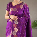Blooming Purple Soft Banarasi Silk Saree