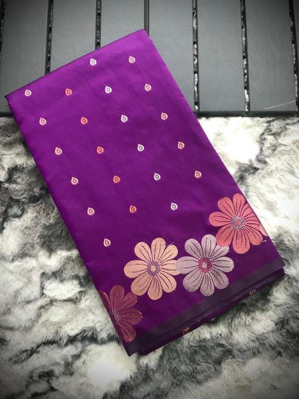 Blooming Purple Soft Banarasi Silk Saree