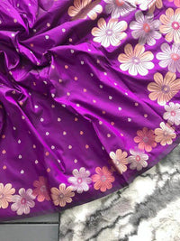 Blooming Purple Soft Banarasi Silk Saree