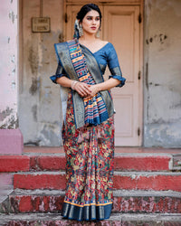 Multi Floral Printed Cotton Silk Saree