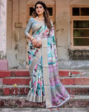 Multi Colour Floral Printed Cotton Silk Saree