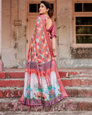 Light Maroon Floral Printed Cotton Silk Saree