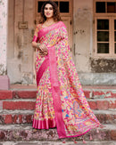 Rose Pink Floral Printed Cotton Silk Saree