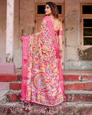 Rose Pink Floral Printed Cotton Silk Saree