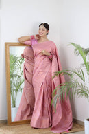 Cream Zari Woven Lichi Silk Saree