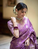 Hema Violet Banarasi Silk Saree