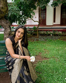 Kalyani - Black Banarasi Silk Saree with Antique Gold Zari Weaving
