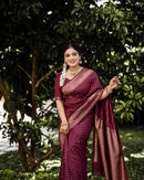 Shaambhavi – Maroon Banarasi Silk Saree with Traditional Woven Pallu & Border